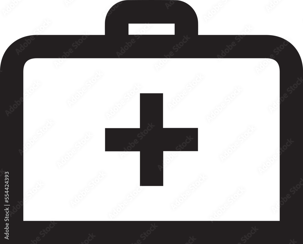 Bag with medical cross symbol, Doctor's bag icon, First aid kit
