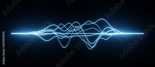 Bilde på lerret Abstract illustration of blue sound waves, visualization of frequency signals or