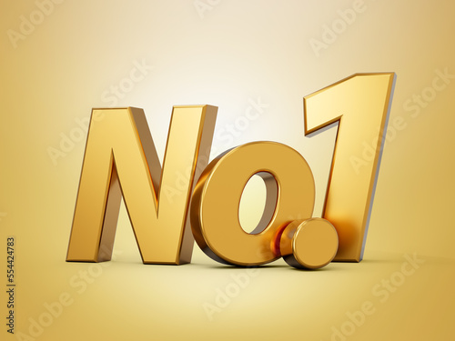 Golden No.1 text No 1 Champion or Winner 3D number one for 1st place isolated white background 3d illustration photo