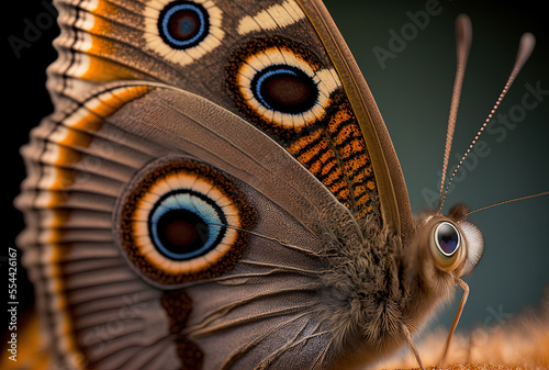 a very close up, intricate brown butterfly. Generative AI © 2rogan