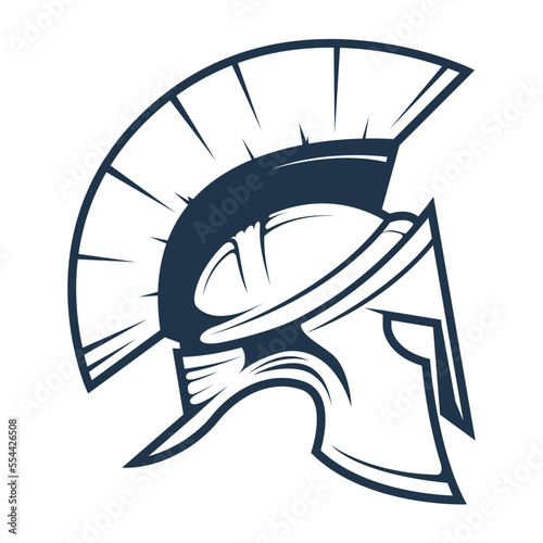 Spartan warrior helmet, the roman empire legionary or gladiator headpiece, ancient soldier, vector photo