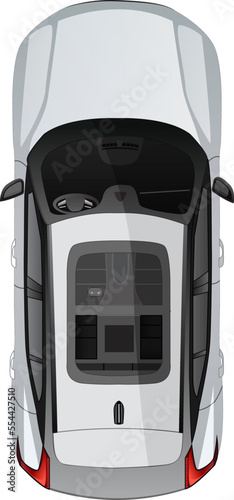 Vector car top view illustration on isolated white background	
