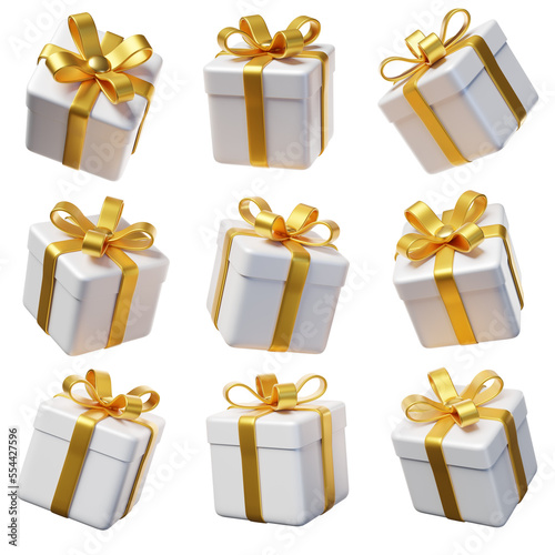 set of colorful gift boxes with bows
