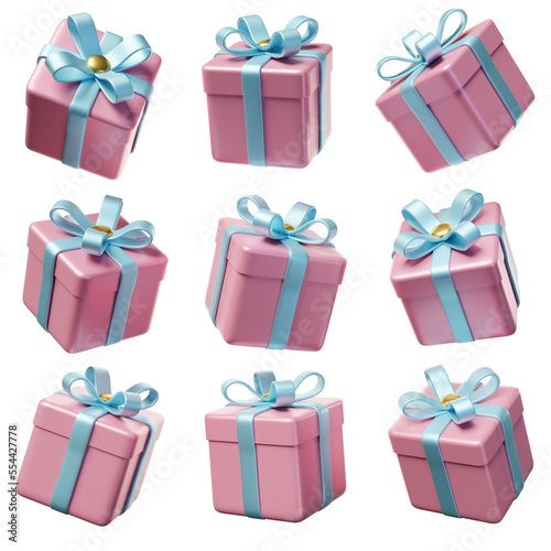 set of colorful gift boxes with bows