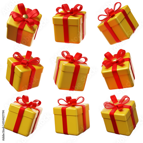 set of colorful gift boxes with bows