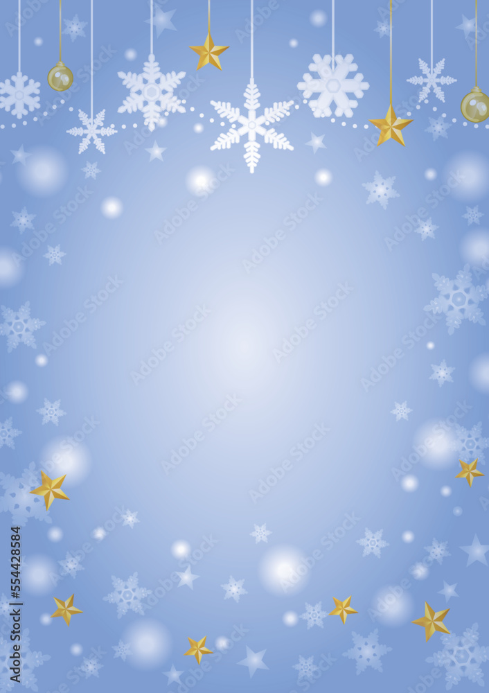 クリスマスの星と雪の結晶の背景イラスト クリスマスの星と雪の結晶の背景イラスト