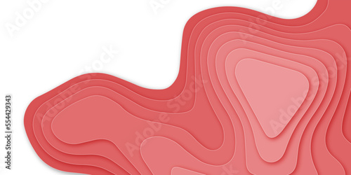 Wavy orange papercut style artwork on white background. orange 3d papercut artwork -red wave and empty space for text - Abstract multi layers 3d papercut background.