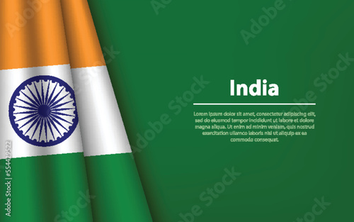 Wave flag of India with copyspace background.