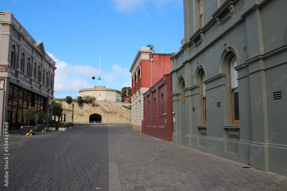 street with old buildings in fremantle (australia)