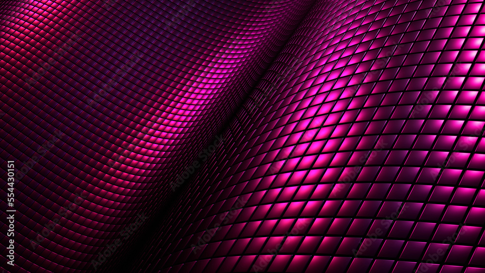 Purple metallic technology 3d background, metal squares pattern.