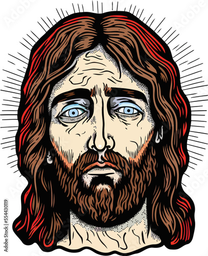 Jesus Christ Face Close Up Portrait illustration 04