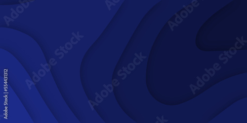 Dark blue gradient 3d papercut topography map relief. Papercut multi layers 3D color texture vector background. 