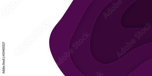 Abstract wavy dark purple gradient papercut style artwork on white background. purple gradient 3d papercut artwork -purple gradient wave and empty space for text - Abstract multi layers 3d papercut.