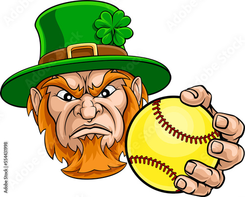 Leprechaun Softball Animal Sports Team Mascot photo