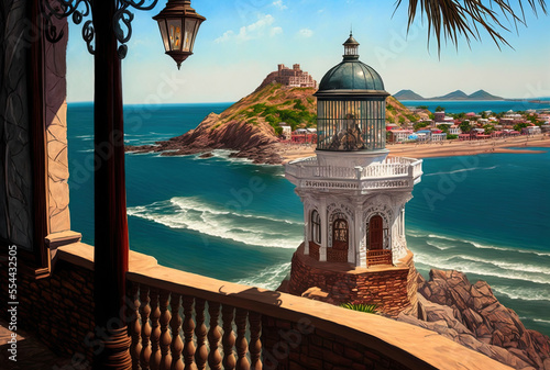Lookouts in Mazatlan The Mirador Del Faro and Mirador de Crystal offer beautiful panoramic overhead views of the El Malecon coastline and beaches, the Hotel Zone Zona Dorada, and the Old Historic Cent photo