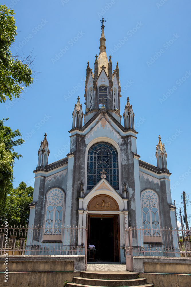 Facade of Our Lady of Rosary Church in Sao Luiz do Paraitinga, Sao Paulo state, Brazil