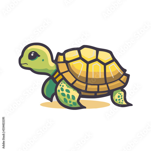 cute Turtle logo mascot icon sea animal character illustration in vector