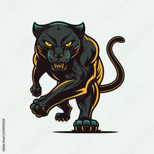 Black Panther face logo mascot icon wild animal character vector logo