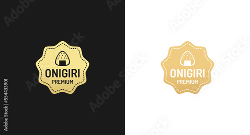 onigiri logo vector or onigiri label isolated vector on white and black background. onigiri logo for business japan onigiri business. An elegant look for the onigiri logo, a typical Japanese rice.