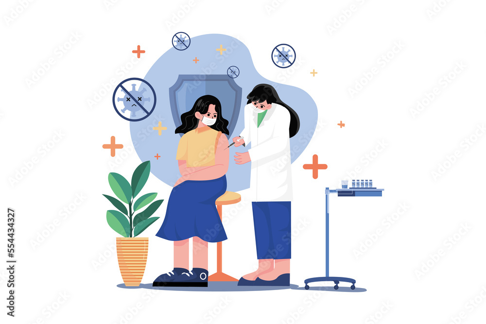 Vaccination Covid-19 Illustration concept on white background