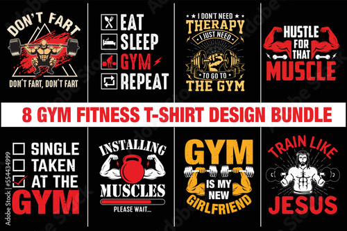 Gym Workout Fitness T-Shirt Bundle Tshirt T-Shirt design vector
