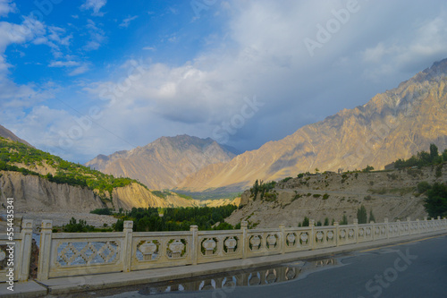 Road to Khunjrab from Hunza Valley, Beautiful Peaks in the Background photo