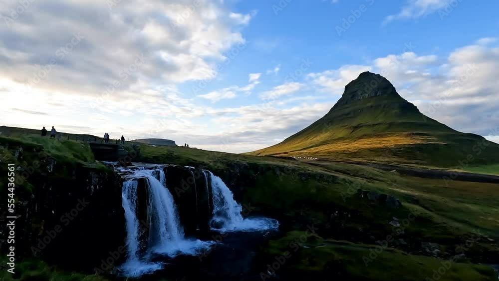 Kirkjufell during sunset. Popular attraction on the north coast of Iceland's Snaefellsnes peninsula. Kirkjufell during sunset. Popular attraction on the north coast of Iceland's Snaefellsnes peninsula.