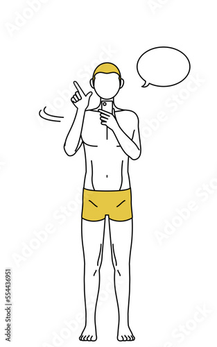 スマホを操作する下着姿の男性、脱毛やメンズエステのイメージ