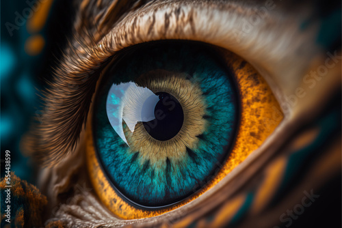 Closeup of the mystical blue animal eye made with Generative AI 