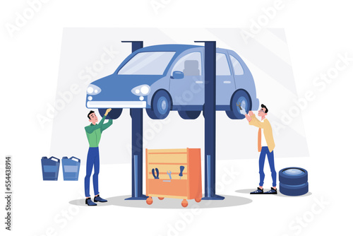Car Repair Illustration concept on white background
