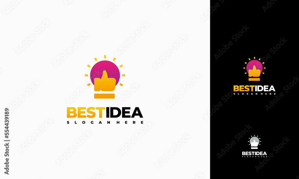 Best Idea logo designs concept vector, Idea Bulb with Thumb up logo symbol, Education symbol icon