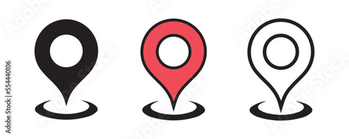 Set of map pin location icons. Modern map markers .Vector illustration on a white background