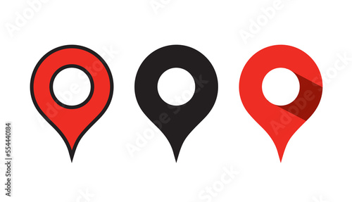 Set of map pin location icons. Modern map markers .Vector illustration on a white background