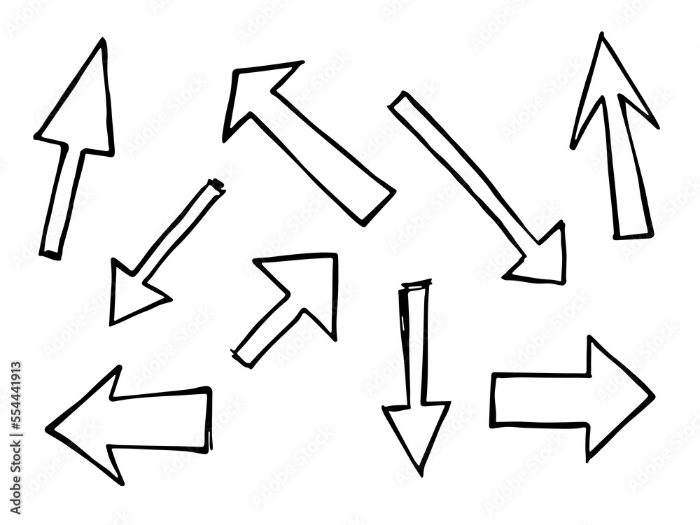 Set of hand drawn ink arrow illustration. Business doodle clipart. Single element for design Set of hand drawn ink arrow illustration. Business doodle clipart. Single element for design