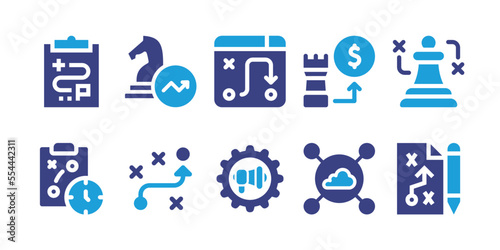 Strategy icon set. Vector illustration. Containing strategy, strategic plan, investment, marketing, digital strategy © Huticon