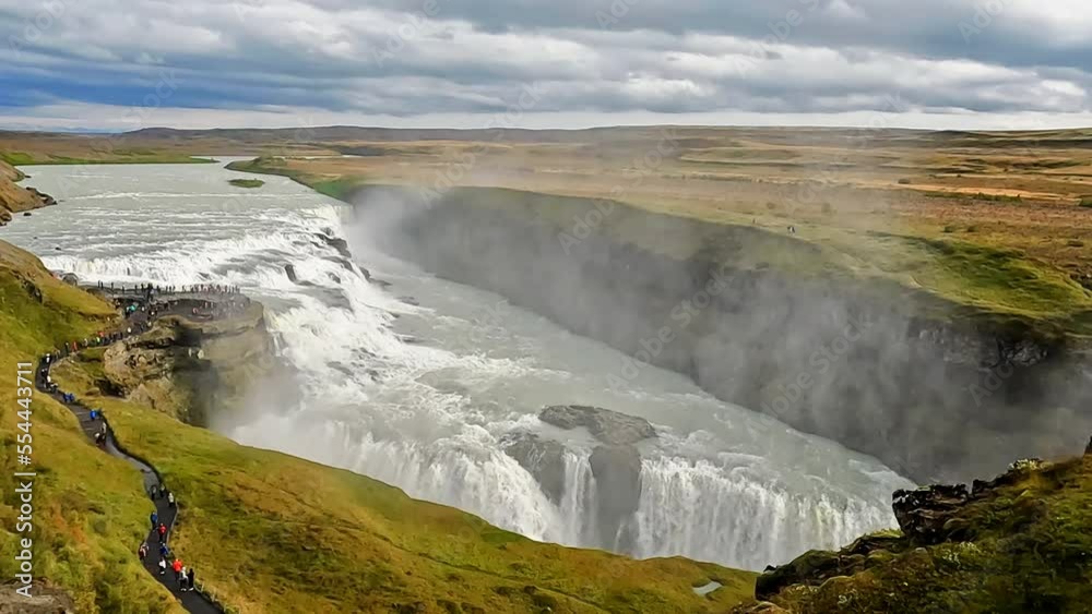 Gullfoss or Golden Falls is one of Iceland most iconic and beloved waterfalls, found in the Hvita river canyon in Southwest Iceland. Gullfoss or Golden Falls is one of Iceland most iconic and beloved waterfalls, found in the Hvita river canyon in Southwest Iceland.