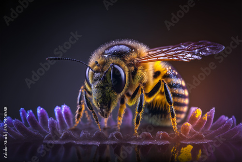 Glowing honey bee made with Generative AI