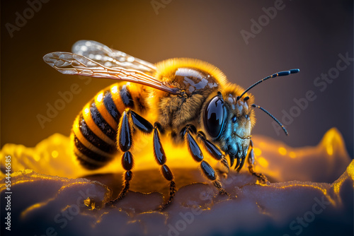 Glowing honey bee made with Generative AI