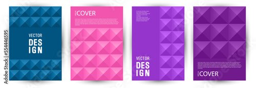 Architecture magazine cover template bundle geometric design. Memphis style material title page