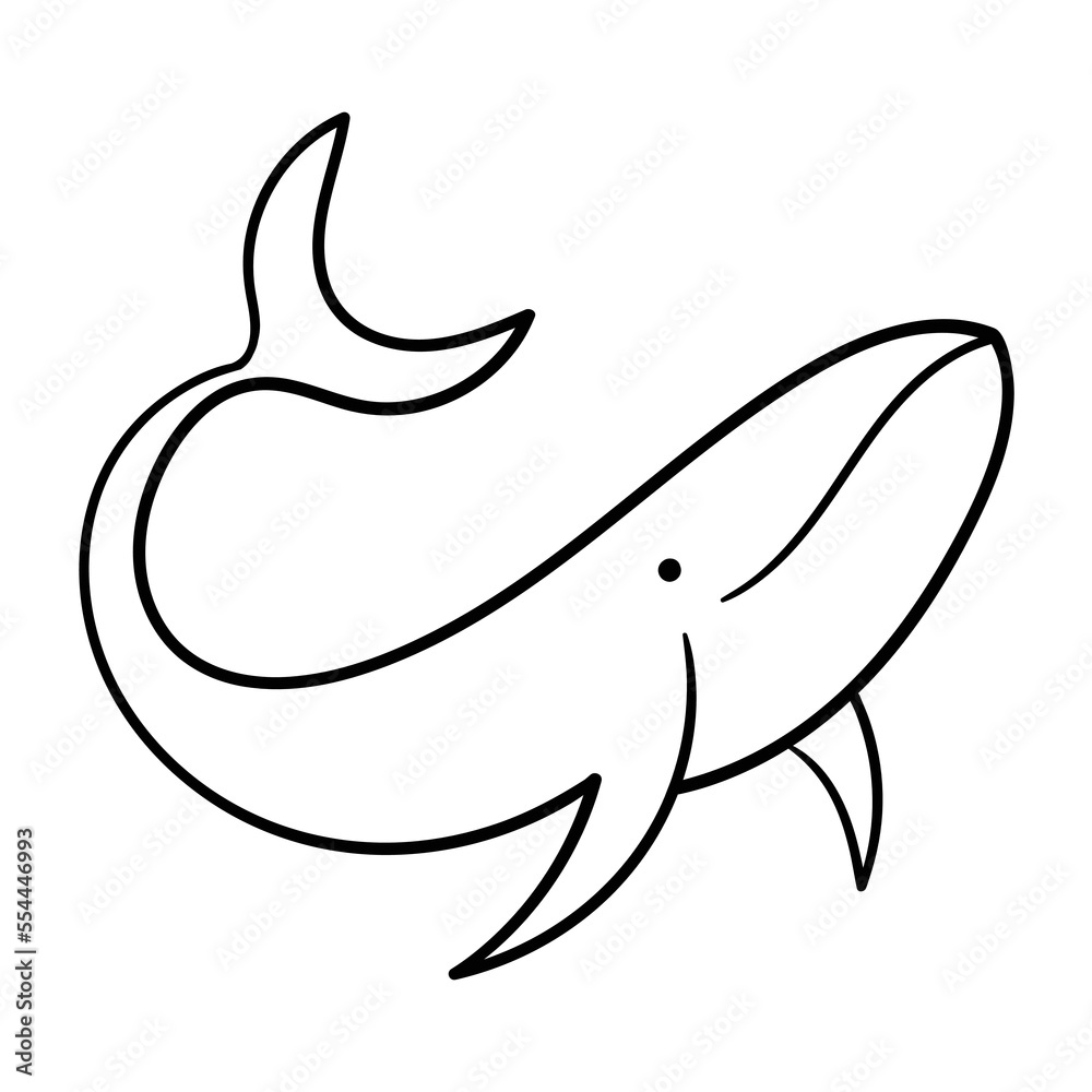 Fototapeta premium Big blue whale vector illustration tattoo