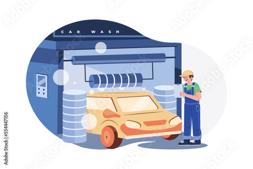 Automatic Car Wash Illustration concept on white background