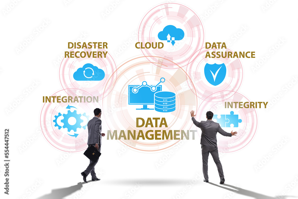 Data management concept with business people