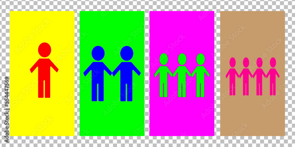 Obraz premium The icon of people holding hands from one to four