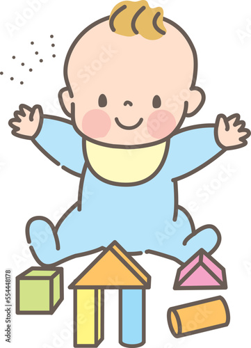 元気に遊ぶ赤ちゃんのイラスト素材