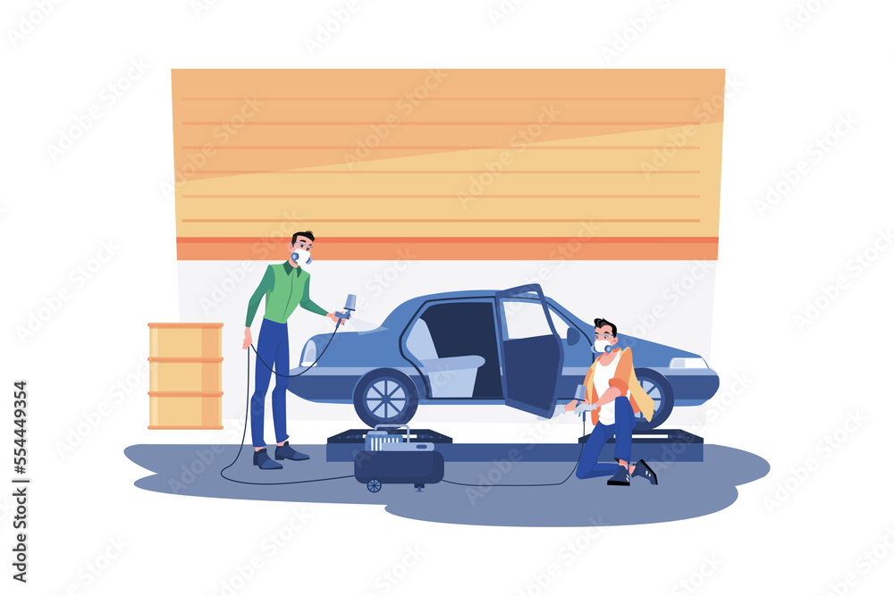 Car Painting Illustration concept on white background Car Painting Illustration concept on white background