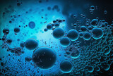 Abstract air bubbles in water macro background with a blue backdrop. Generative AI
