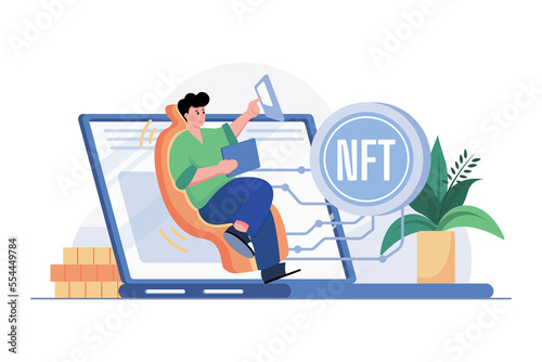 Digital Token NFT Illustration concept on white background