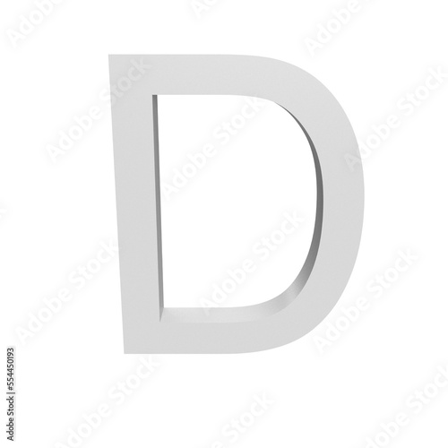 3D illustration - The letter D" isolated on a white background.