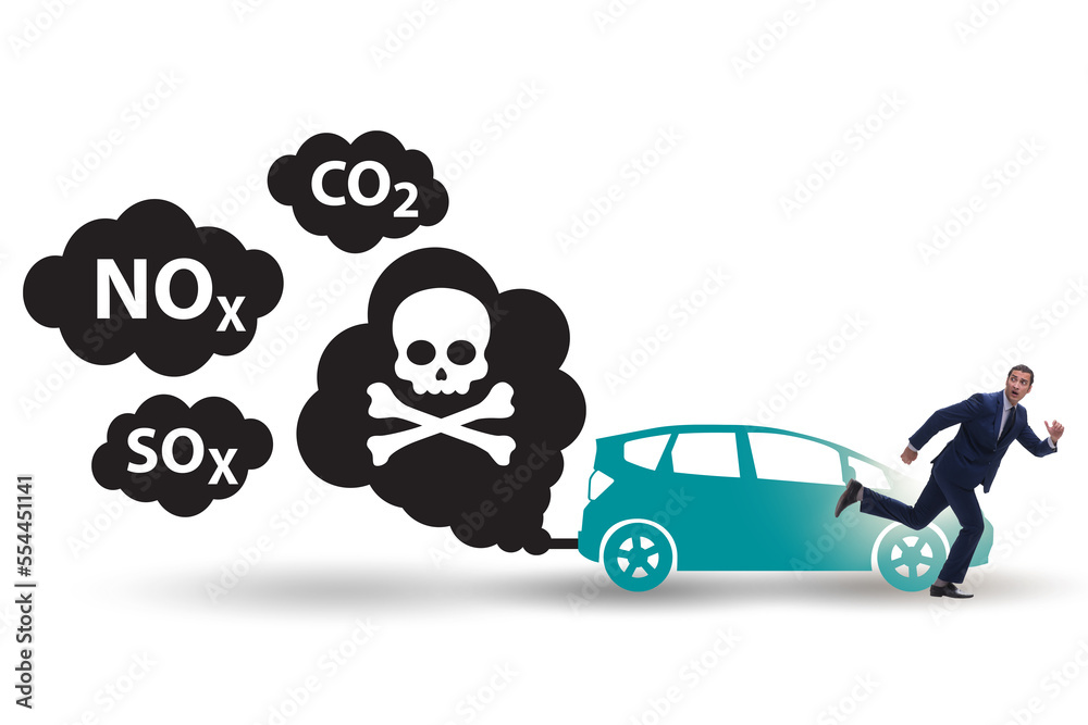 Car pollution in ecological concept Car pollution in ecological concept