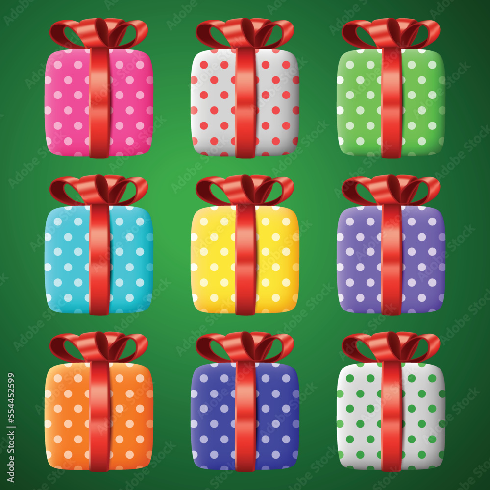 3d realistic gift box element design set collection vector graphic